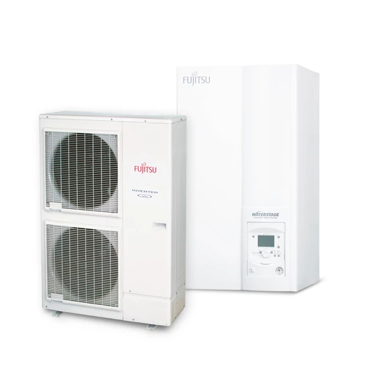 Fujitsu WaterStage WSYK160DG9/WOYK160LCTA High Power 3 fázisú osztott levegő-víz hőszivattyú 15,2 kW