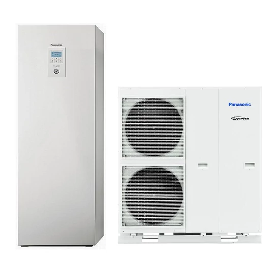 Panasonic WH-UQ09HE8/WH-ADC0916H9E8 Aquarea All In One T-CAP osztott levegő-víz hőszivattyú HMV tartállyal, csendesített kültéri egység, 3 fázisú, 9 kW